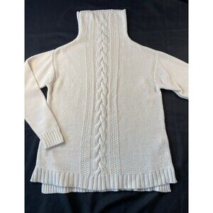 Chaps Women’s Petite XL Cable Knit Turtleneck Sweater Cream Ivory Off-White
